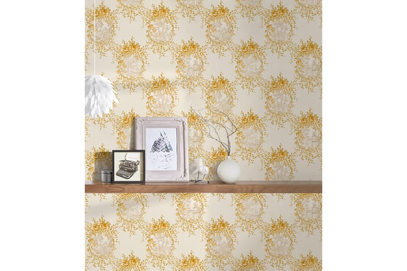 Blommig Tapet Château Ovävd Guld Beige - AS Creation - Inredning - Tapet - Mönstrad tapet