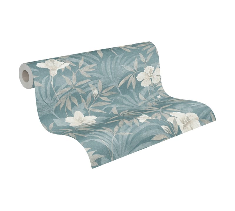Blommig Tapet Cuba Ovävd Beige Blå - AS Creation - Inredning - Tapet - Mönstrad tapet