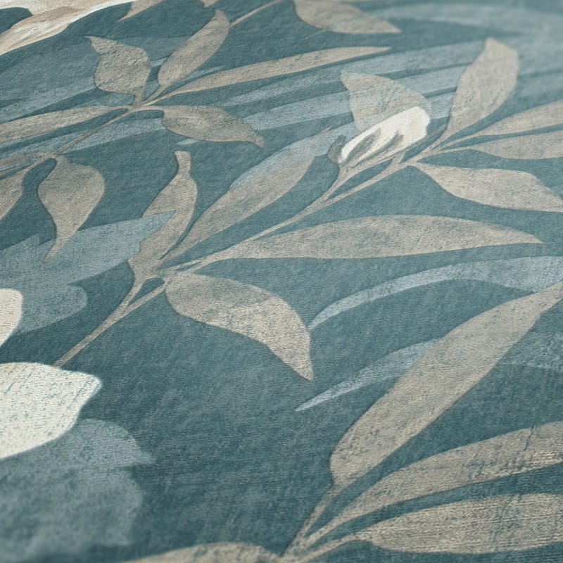 Blommig Tapet Cuba Ovävd Beige Blå - AS Creation - Inredning - Tapet - Mönstrad tapet