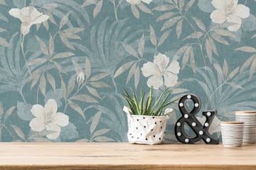 Blommig Tapet Cuba Ovävd Beige Blå - AS Creation - Inredning - Tapet - Mönstrad tapet