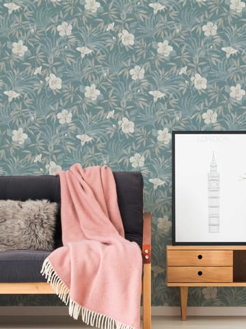 Blommig Tapet Cuba Ovävd Beige Blå - AS Creation - Inredning - Tapet - Mönstrad tapet