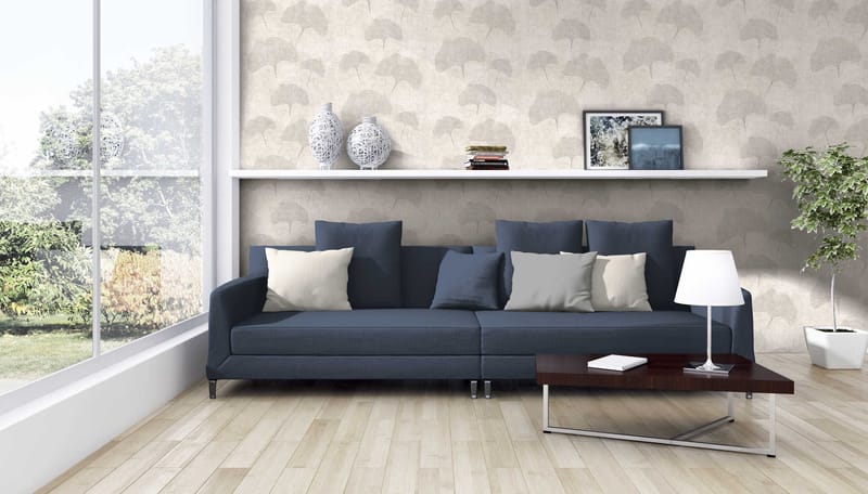 Blommig Tapet Cuba Ovävd Beige Metallic - AS Creation - Inredning - Tapet - Mönstrad tapet