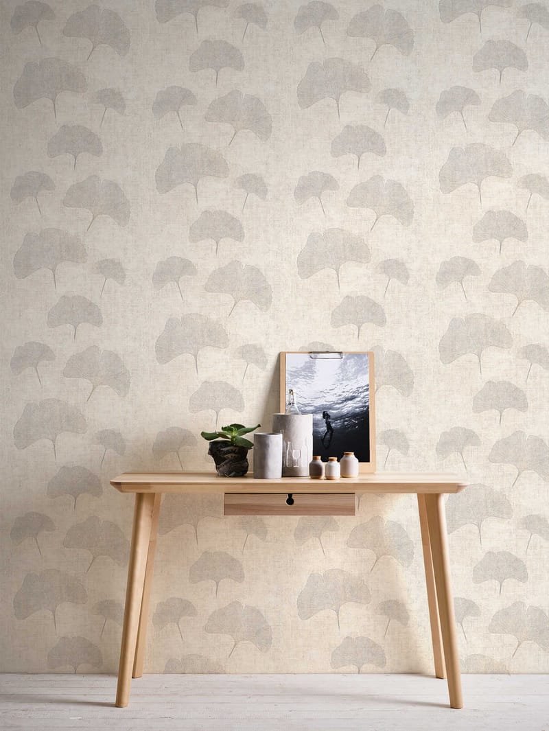 Blommig Tapet Cuba Ovävd Beige Metallic - AS Creation - Inredning - Tapet - Mönstrad tapet