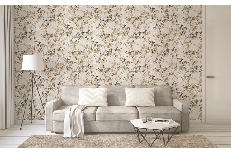 Blommig Tapet Dream Again Ovävd Beige - AS Creation - Inredning - Tapet - Mönstrad tapet
