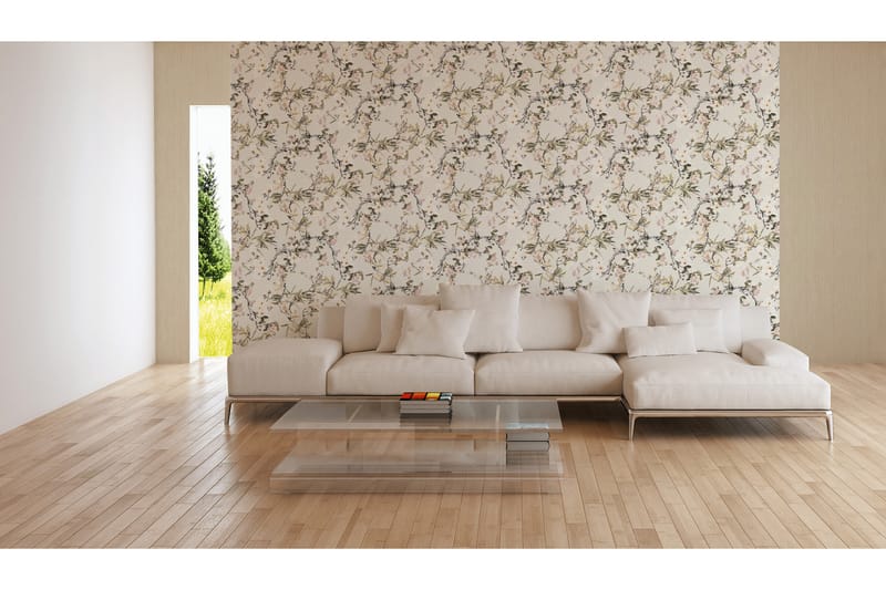 Blommig Tapet Dream Again Ovävd Beige - AS Creation - Inredning - Tapet - Mönstrad tapet