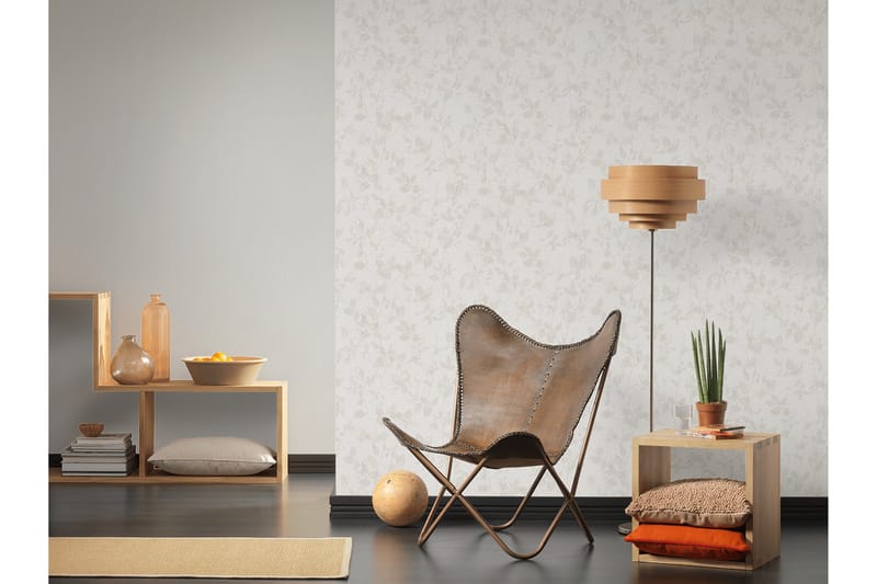 Blommig Tapet Hygge Ovävd Beige Grå Cream - AS Creation - Inredning - Tapet - Mönstrad tapet