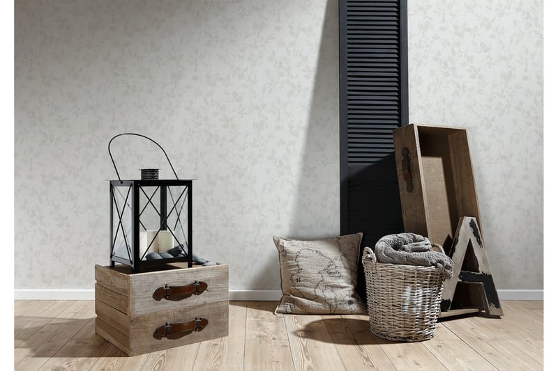 Blommig Tapet Hygge Ovävd Beige Grå Cream - AS Creation - Inredning - Tapet - Mönstrad tapet