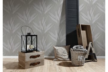 Blommig Tapet Hygge Ovävd Grå Brun - AS Creation - Inredning - Tapet - Mönstrad tapet