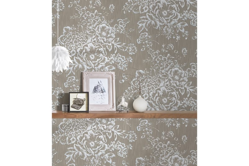 Blommig Tapet Metallic Silk Ovävd - AS Creation - Inredning - Tapet - Mönstrad tapet