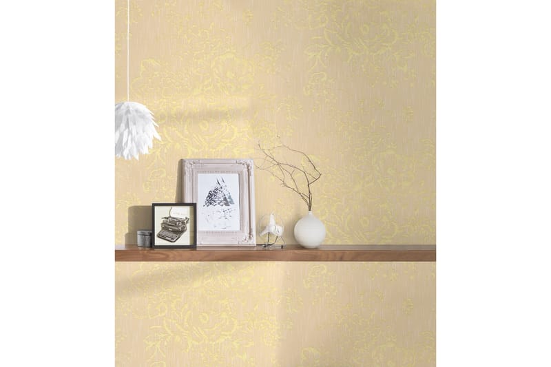 Blommig Tapet Metallic Silk Ovävd Guld - AS Creation - Inredning - Tapet - Mönstrad tapet