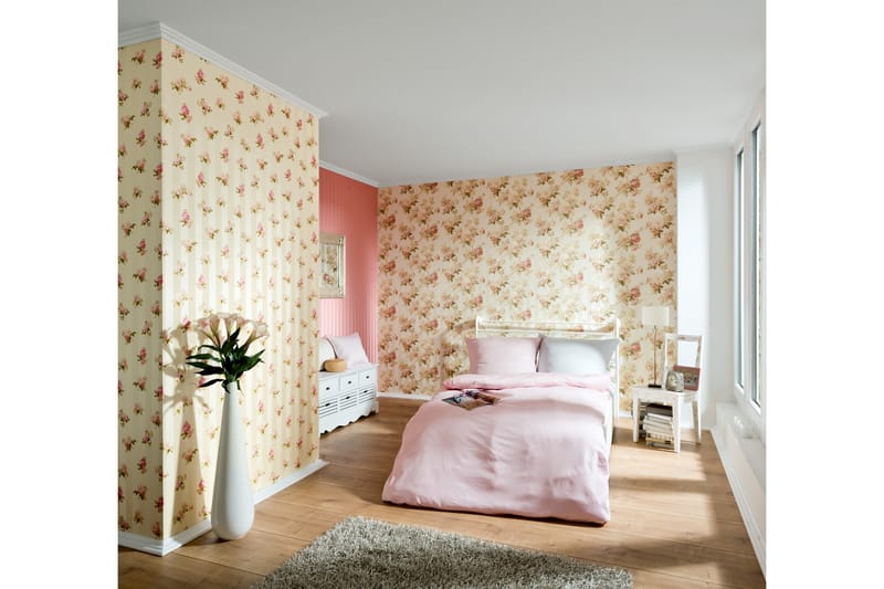 Blommig Tapet Romantico Ovävd Rosa - AS Creation - Inredning - Tapet - Mönstrad tapet