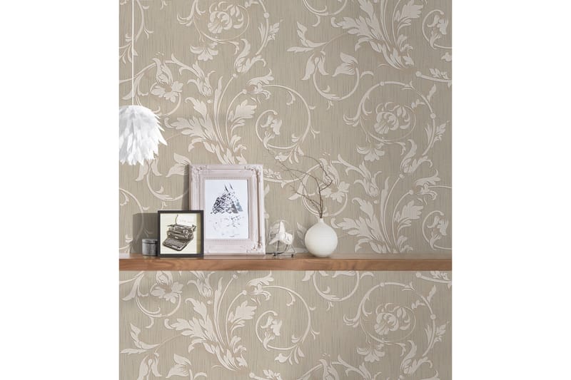Blommig Tapet Tessuto Ovävd Beige - AS Creation - Inredning - Tapet - Mönstrad tapet
