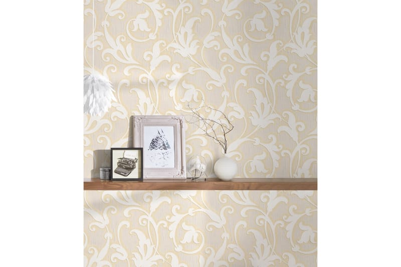 Blommig Tapet Tessuto Ovävd Cream Beige - AS Creation - Inredning - Tapet - Mönstrad tapet