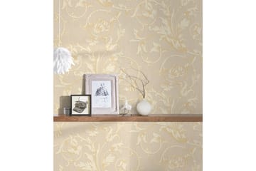 Blommig Tapet Tessuto Ovävd Cream Guld - AS Creation - Inredning - Tapet - Mönstrad tapet