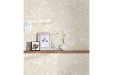 Blommig Tapet Tessuto Ovävd Cream Guld - AS Creation - Inredning - Tapet - Mönstrad tapet