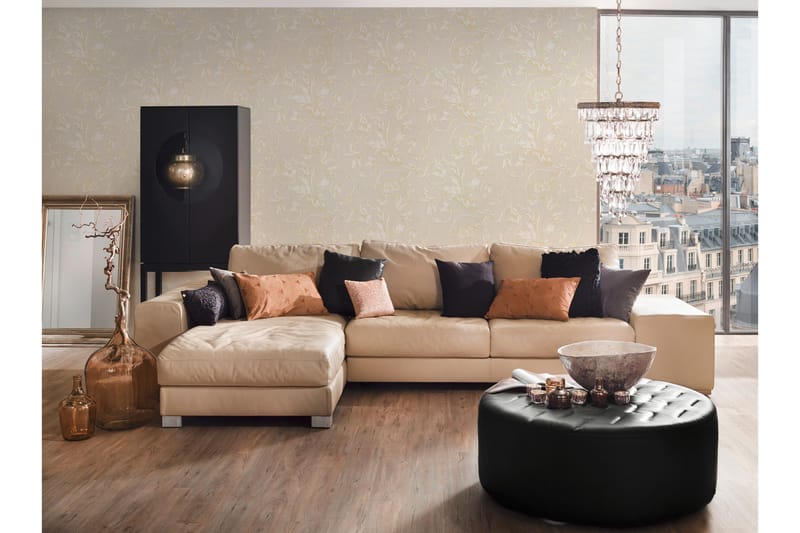 Blommig Tapet Tessuto Ovävd Cream Guld - AS Creation - Inredning - Tapet - Mönstrad tapet