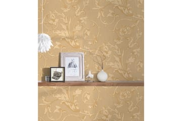 Blommig Tapet Tessuto Ovävd Orange Beige - AS Creation - Inredning - Tapet - Mönstrad tapet