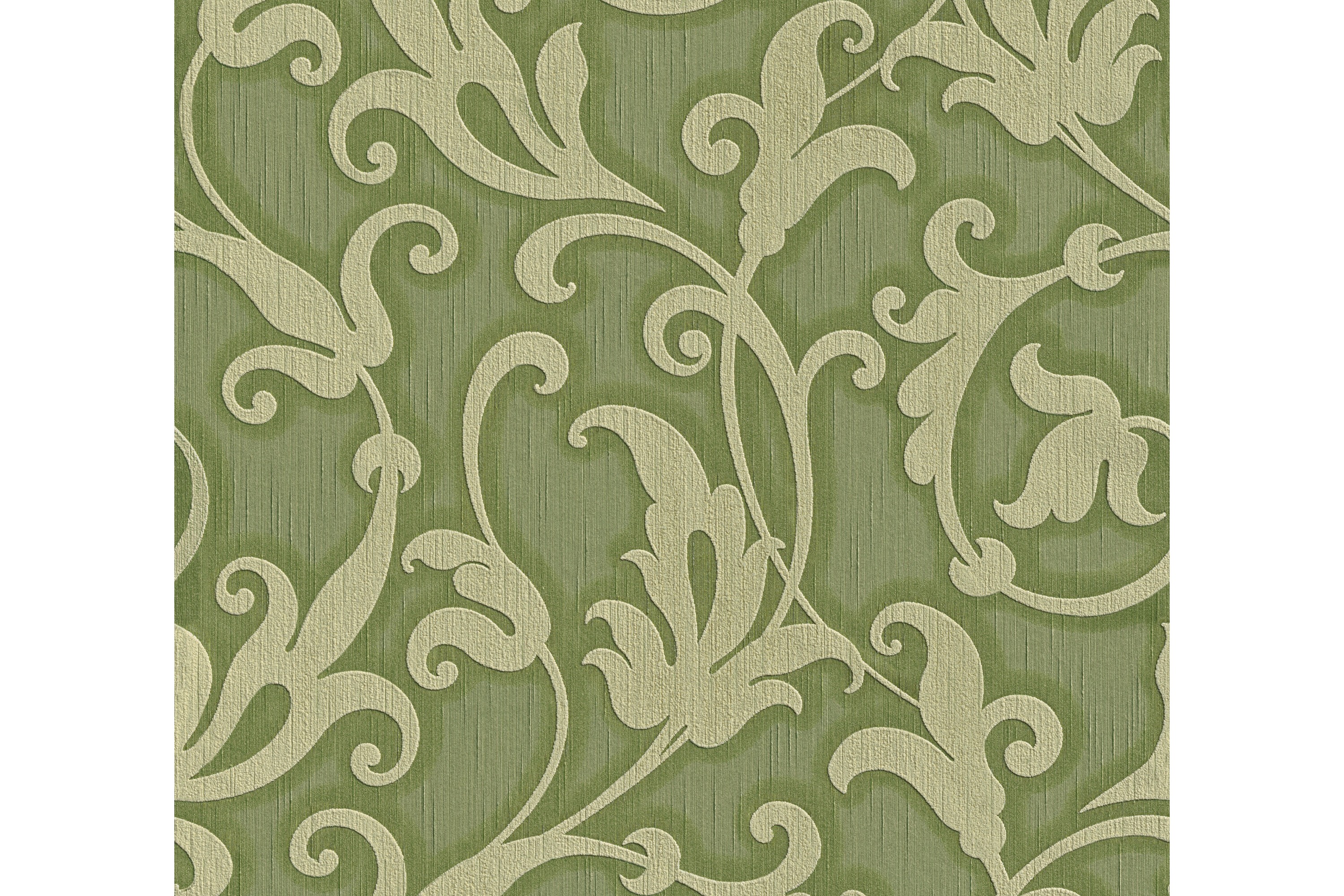 Blommig Tapet Tessuto Ovävd Grön Metallic AS Creation