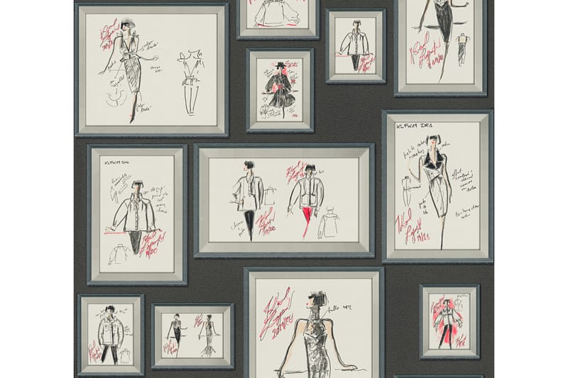 Designer Tapet Sketch by Karl Lagerfeld - AS Creation - Mönstrad tapet - Tapeter vardagsrum - Kökstapeter - Tapeter sovrum & sovrumstapet