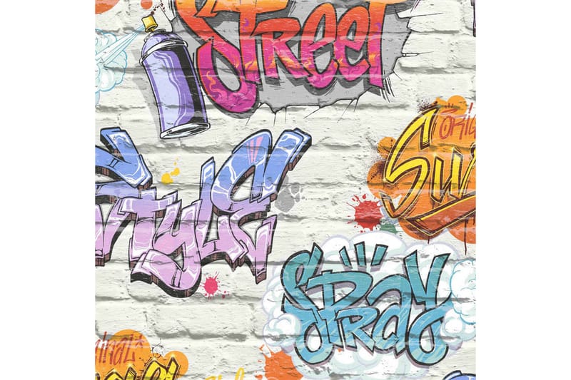 DUTCH WALLCOVERINGS Tapet graffiti flerfärgad L179-05 - Mönstrad tapet - Tapeter sovrum & sovrumstapet - Tapeter vardagsrum - Kökstapeter