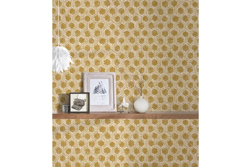 Geometric Tapet Alpha Ovävd Guld Beige - AS Creation - Inredning - Tapet - Mönstrad tapet