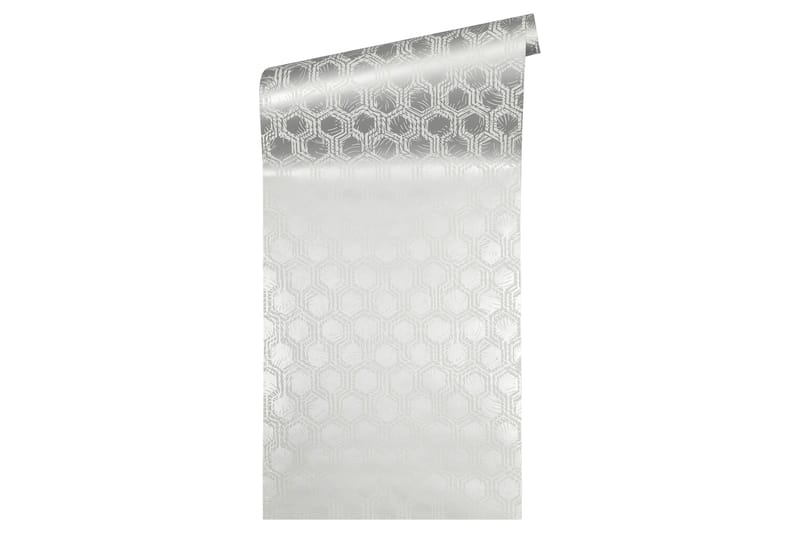 Geometric Tapet Alpha Ovävd Silver Vit - AS Creation - Inredning - Tapet - Mönstrad tapet