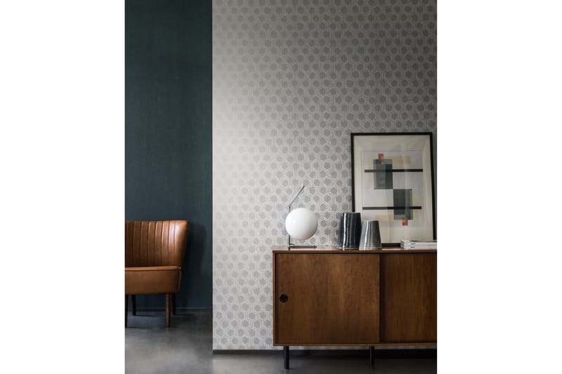 Geometric Tapet Alpha Ovävd Silver Vit - AS Creation - Inredning - Tapet - Mönstrad tapet