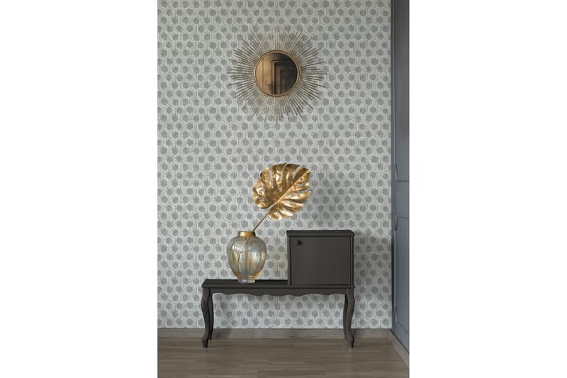 Geometric Tapet Alpha Ovävd Silver Vit - AS Creation - Inredning - Tapet - Mönstrad tapet