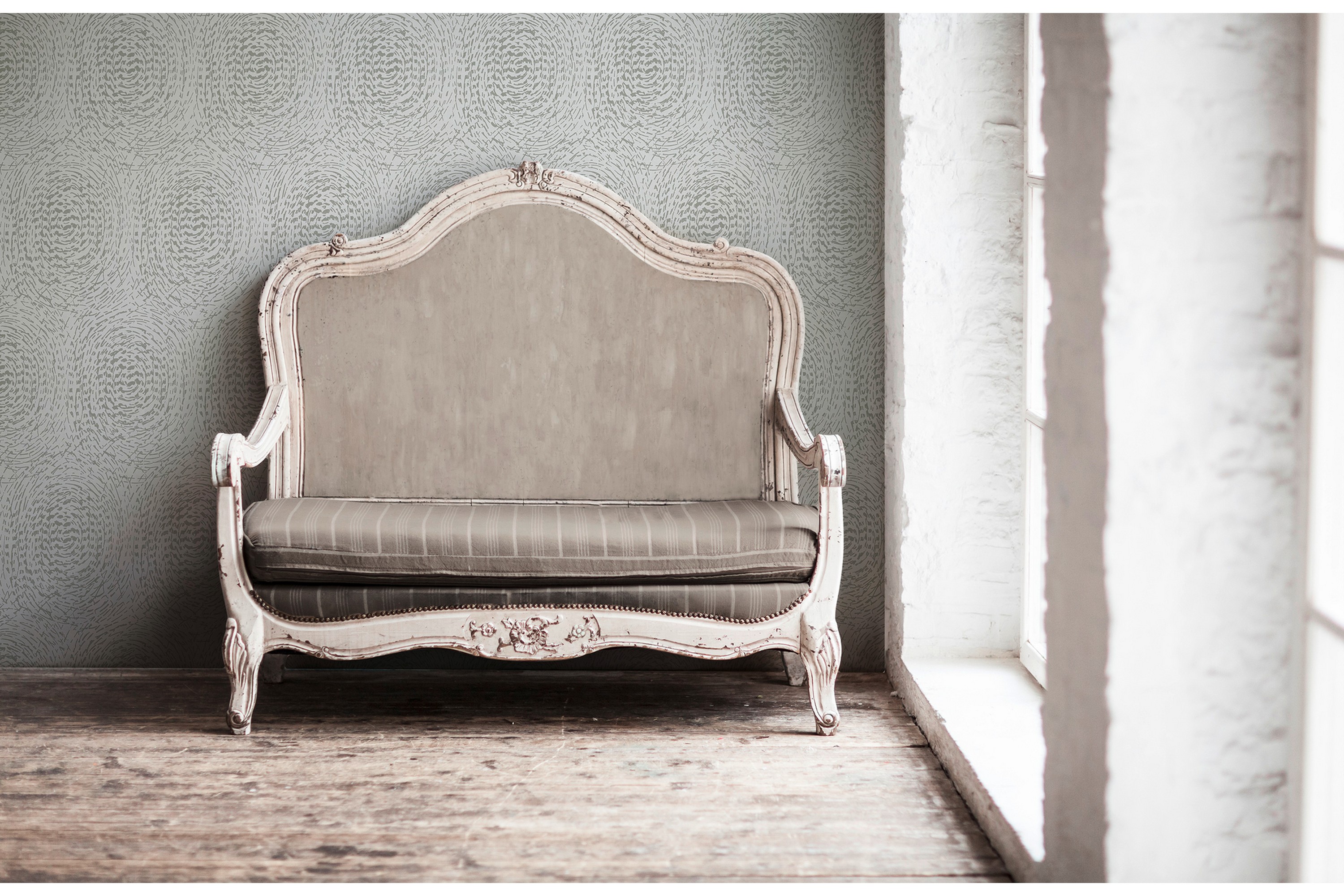 Mönstrad Tapet Alpha Ovävd Beige Silver AS Creation