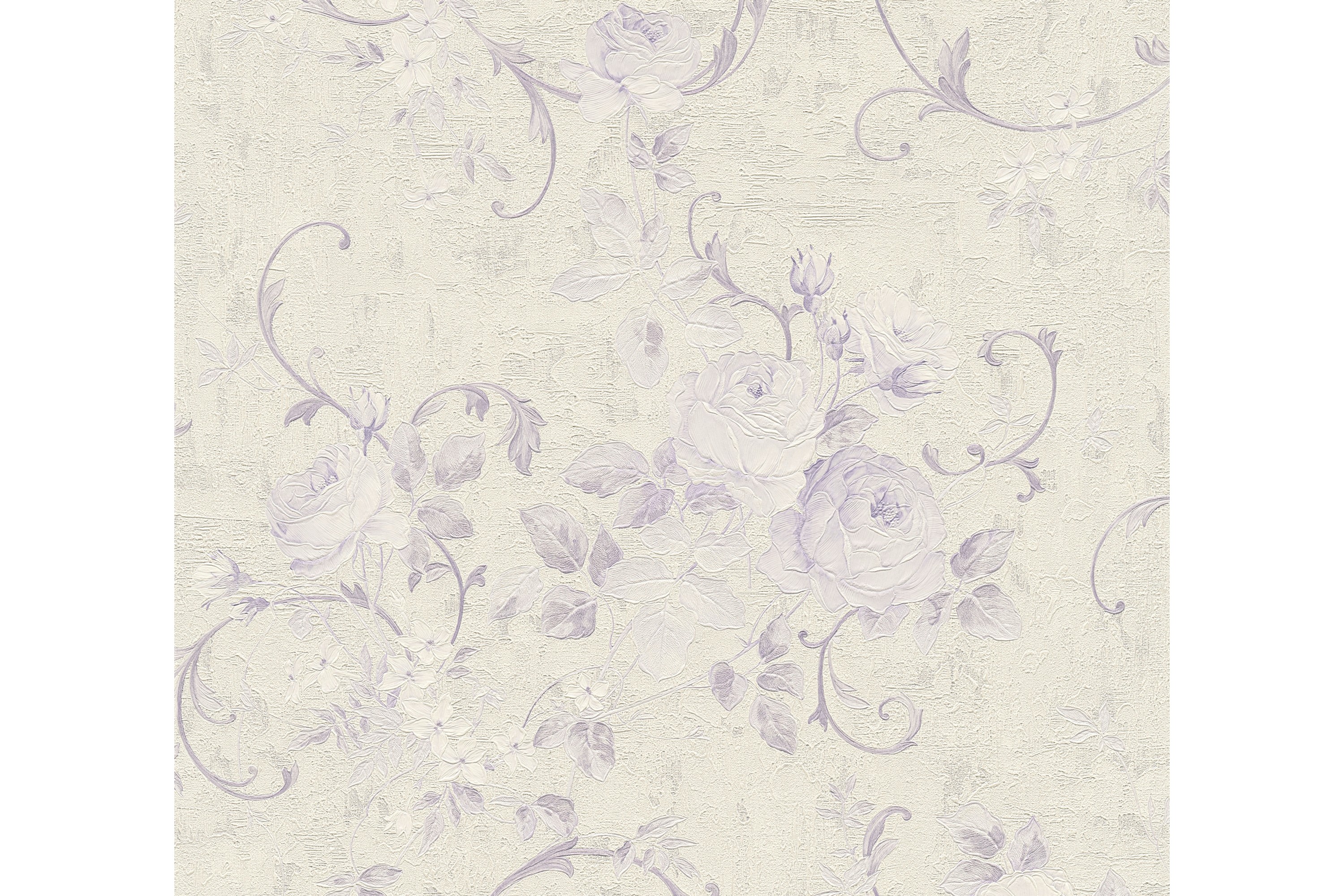 Rosas Tapet Romantico Ovävd Lila Cream AS Creation