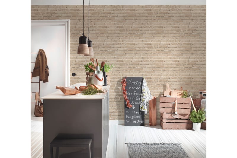 Sten Tapet Ovävd Beige - AS Creation - Inredning - Tapet - Mönstrad tapet