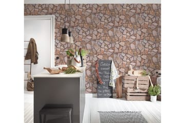 Sten Tapet Ovävd Brun Beige Grå - AS Creation - Inredning - Tapet - Mönstrad tapet