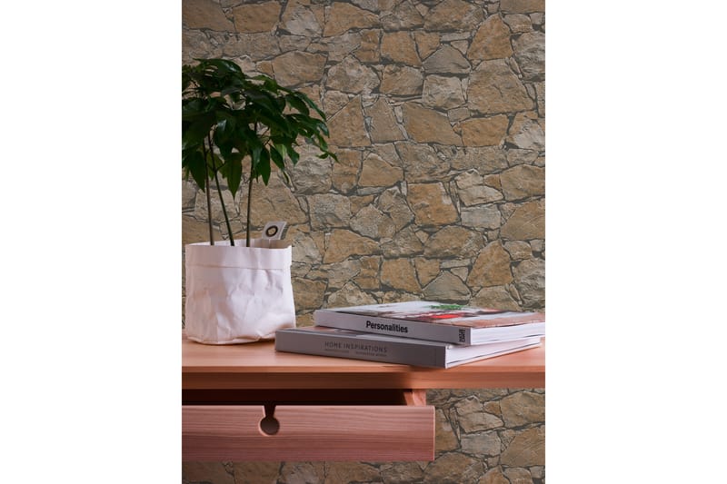 Sten Tapet Ovävd Brun Beige Svart - AS Creation - Inredning - Tapet - Mönstrad tapet