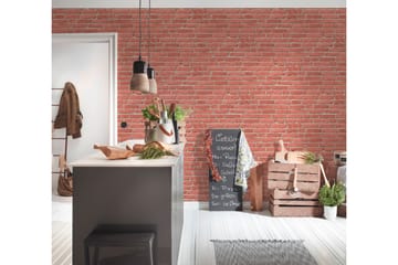 Sten Tapet Ovävd Röd Beige - AS Creation - Inredning - Tapet - Mönstrad tapet