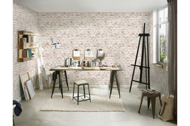 Sten Tapet Ovävd Röd Brun Beige - AS Creation - Inredning - Tapet - Mönstrad tapet