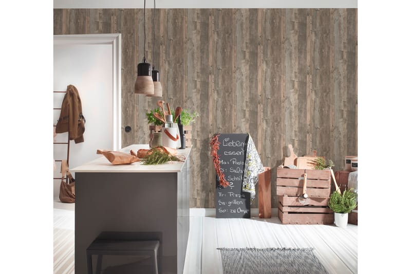 Trälik Tapet Ovävd Beige Brun - AS Creation - Inredning - Tapet - Mönstrad tapet