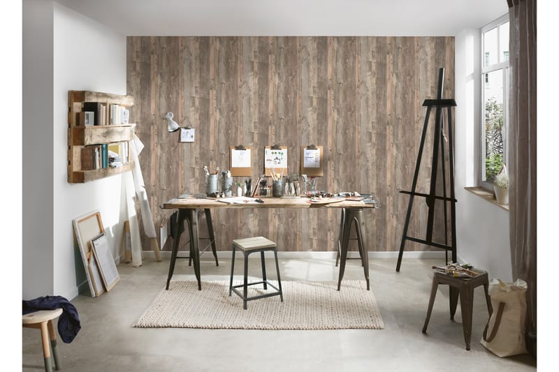 Trälik Tapet Ovävd Beige Brun - AS Creation - Inredning - Tapet - Mönstrad tapet