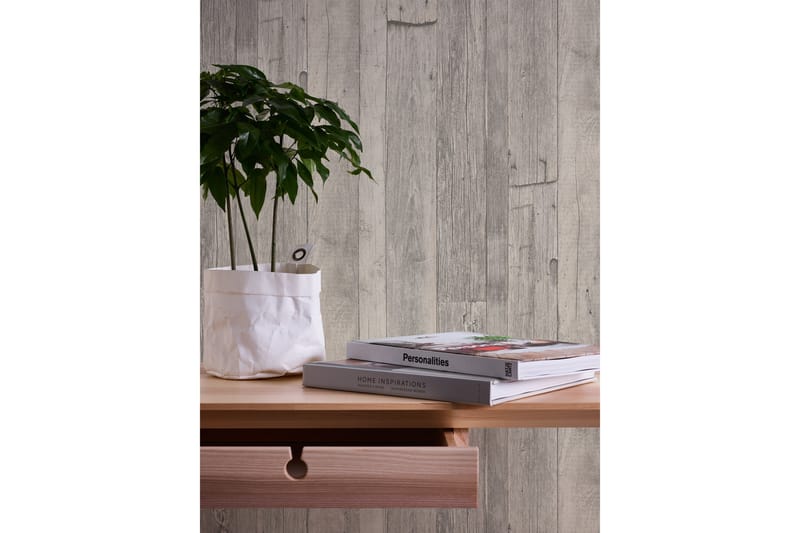 Trälik Tapet Ovävd Grå Beige - AS Creation - Inredning - Tapet - Mönstrad tapet
