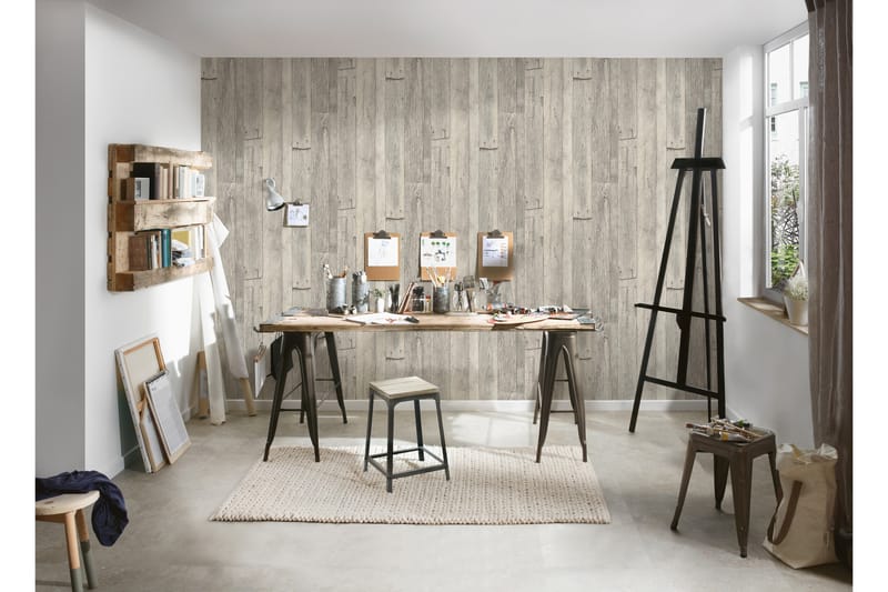 Trälik Tapet Ovävd Grå Beige - AS Creation - Inredning - Tapet - Mönstrad tapet