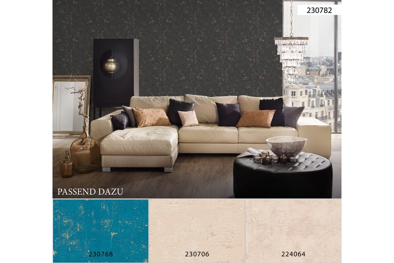 Vintage Tapet Blooming Ovävd Svart Guld - AS Creation - Inredning - Tapet - Mönstrad tapet