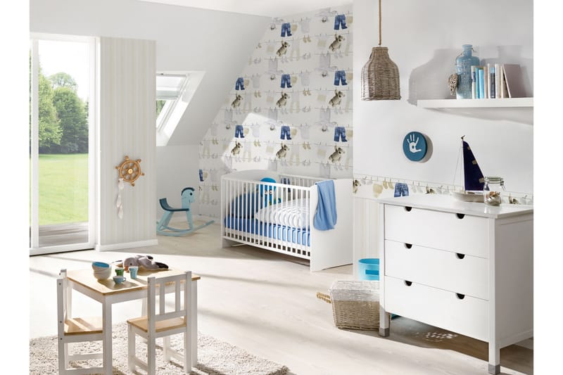 Border Little Stars Ovävd Blå Cream Vit - AS Creation - Inredning - Tapet - Tapettillbehör - Tapetbård