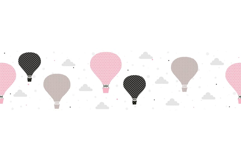 Självhäftande border Cloud Balloons Rosa Grå - AS Creation - Kökstapeter - Tapetbård