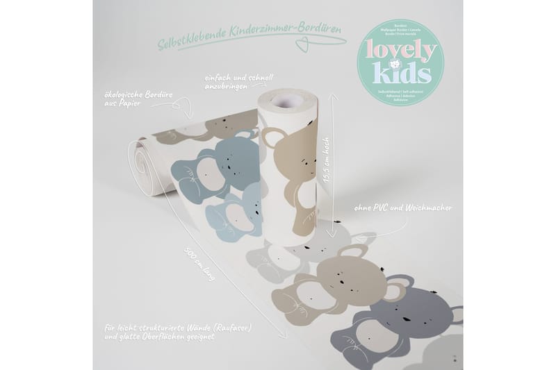 Självhäftande border Cute Bears Blå Brun Vit - AS Creation - Inredning - Tapet - Tapettillbehör - Tapetbård
