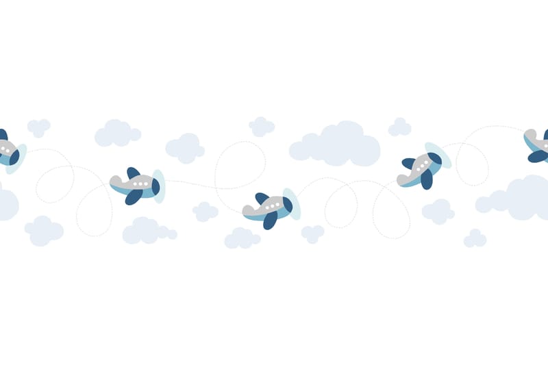 Självhäftande border Cute Planes Blå Grå Vit - AS Creation - Inredning - Tapet - Tapettillbehör - Tapetbård