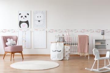 Självhäftande border Dreamy Bunny Rosa Grå Vit - AS Creation - Inredning - Tapet - Tapettillbehör - Tapetbård