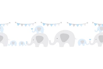 Självhäftande border Elephant Party Blå Grå - AS Creation - Inredning - Tapet - Tapettillbehör - Tapetbård