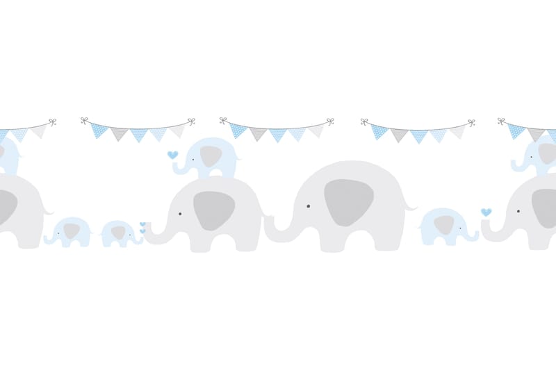 Självhäftande border Elephant Party Blå Grå - AS Creation - Inredning - Tapet - Tapettillbehör - Tapetbård