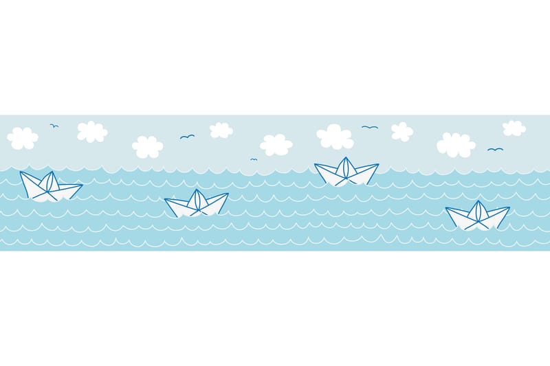 Självhäftande border Papper Boat Love Blå Vit - AS Creation - Inredning - Tapet - Tapettillbehör - Tapetbård