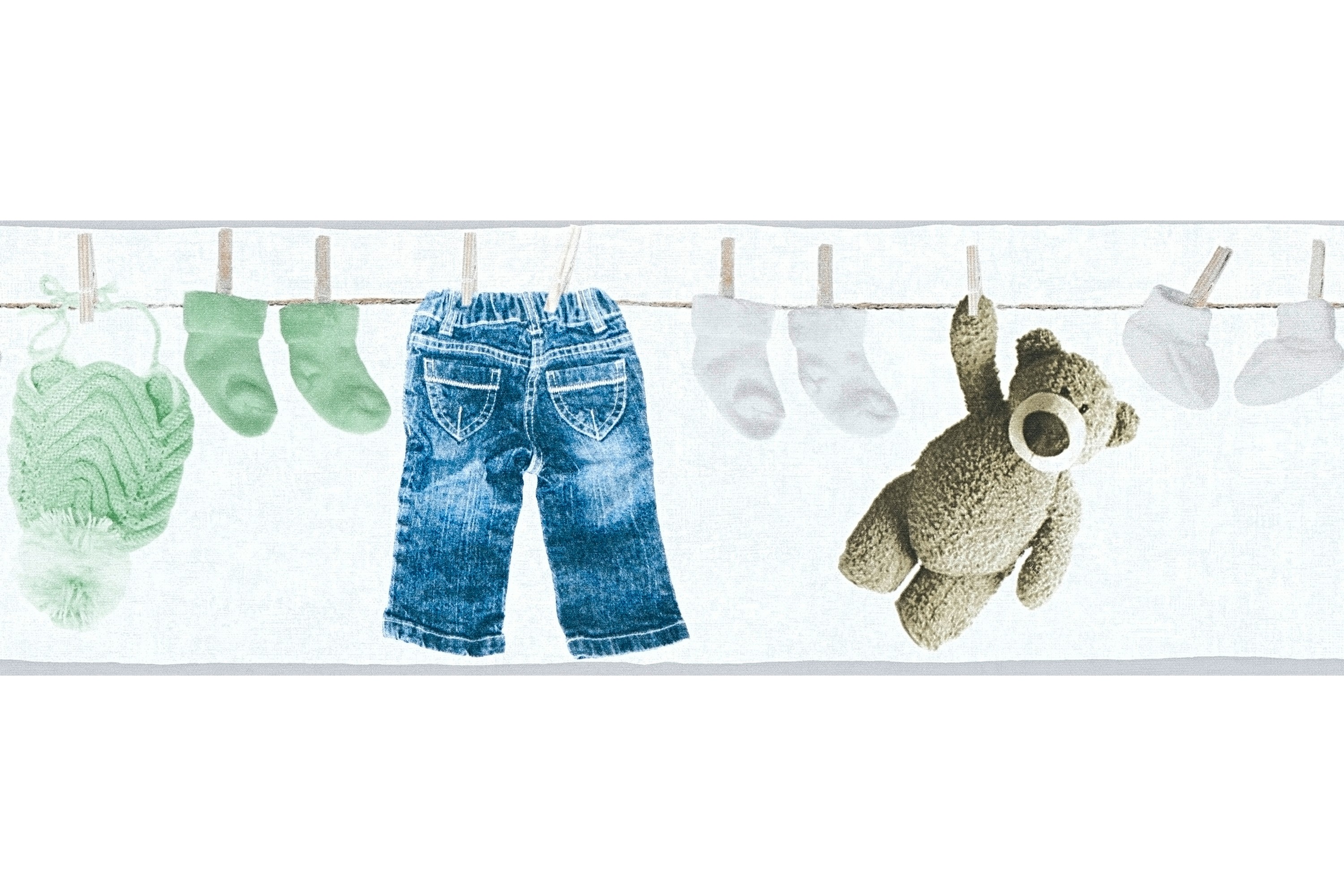 Border Little Stars Ovävd Grön Cream Vit AS Creation