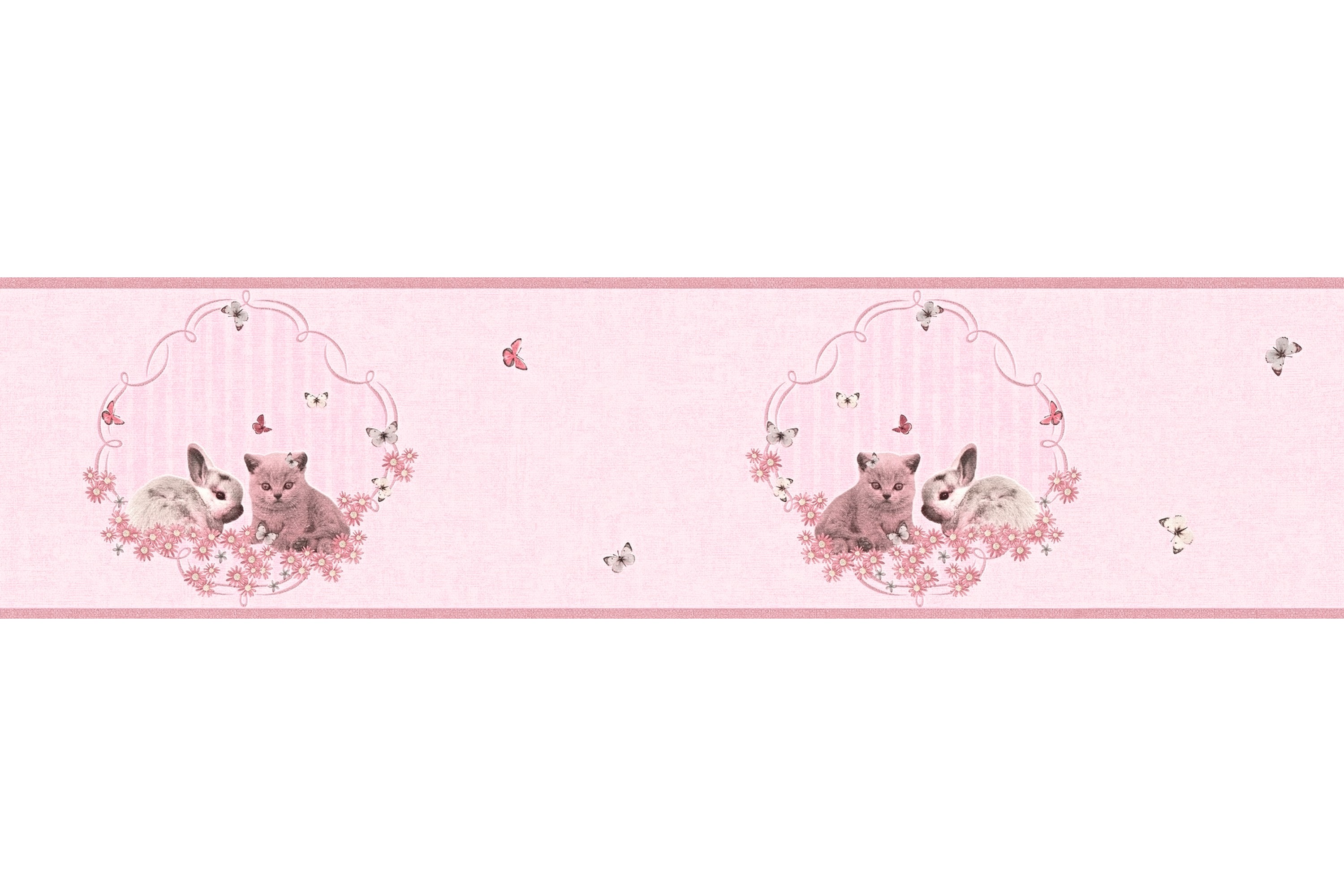 Border Little Stars Ovävd Rosa Silver AS Creation